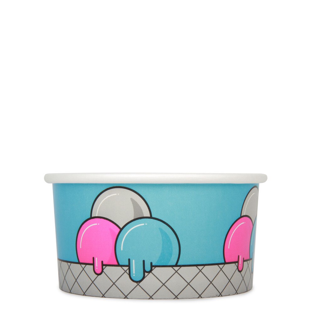 12oz Ice Cream Cup -Blue Bubble- x 50 Pack